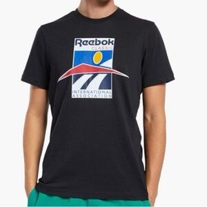 Reebok vintage design Black Short-Sleeve Logo Tee Multicolor Graphic size xs